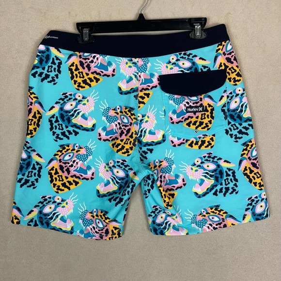 Hurley Phantom Swim Trunk Mens 32 Multicolor Animal Print Drawstring Waist - Picture 8 of 12